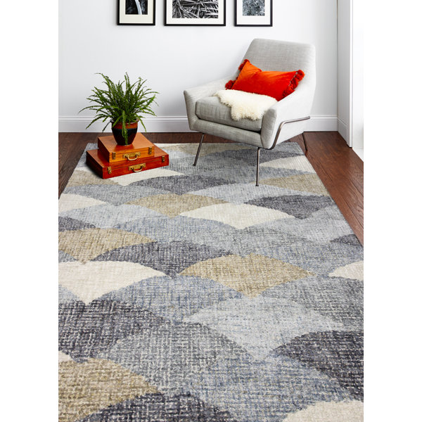Wade Logan® Aneekha Handmade Viscose Gray/Yellow/White Rug Wayfair